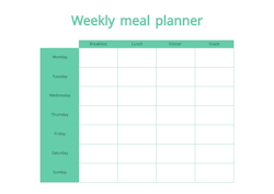 Free printable weekly meal planner aquamarine