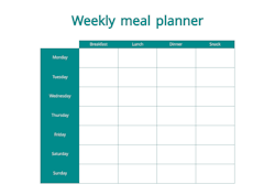 Free printable weekly meal planner cyan