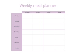 Free printable weekly meal planner lilac