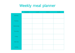 Free printable weekly meal planner turquoise